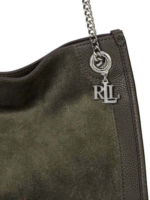 Lauren Ralph Lauren torebka zamszowa kolor zielony 431980175