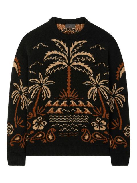 Alanui Glimpse of Eden palm-tree intarsia sweater - Black - zdjęcie produktu nr 1