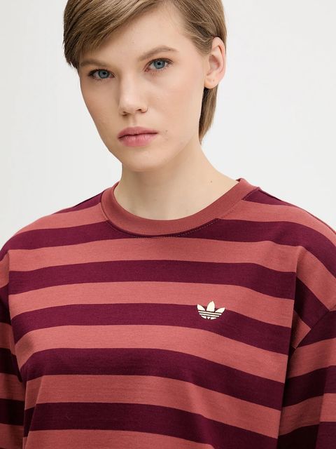 adidas Originals t-shirt bawełniany STRIPED SS TEE damski kolor pomarańczowy KF2320