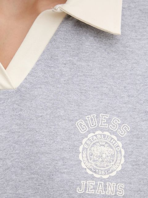Guess Jeans bluza bawełniana damska kolor szary z nadrukiem W5YQ16 K68I4