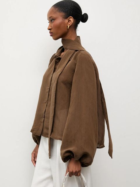 Answear.LAB koszula damska kolor brązowy relaxed z kołnierzykiem klasycznym