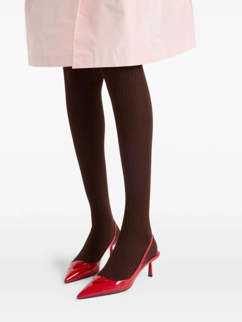 Prada 55mm triangle-logo slingback heeled pumps - Red