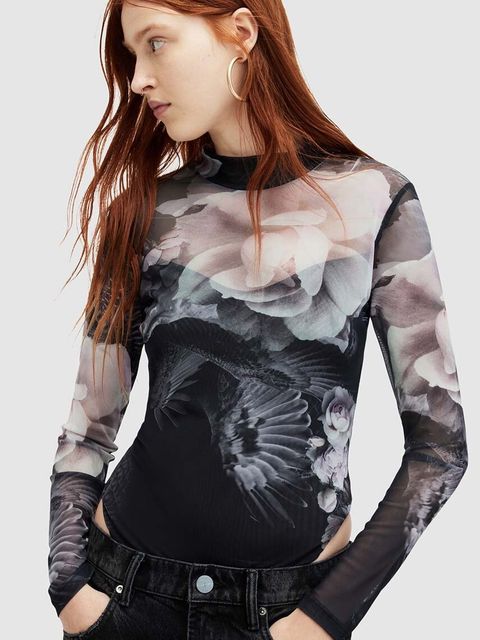 AllSaints bluzka ELIA VALLEY damska kolor czarny wzorzysta - zdjęcie produktu nr 1