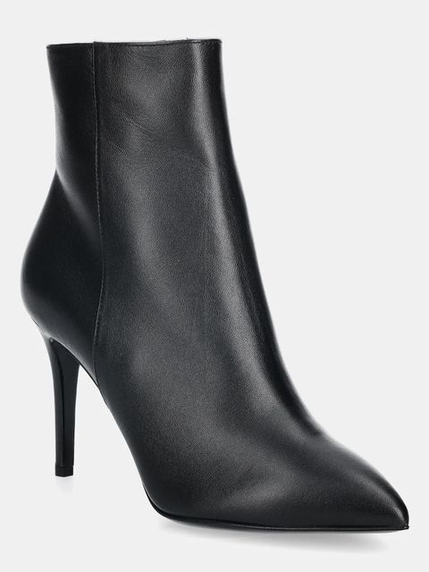 Pollini botki skórzane damskie kolor czarny na szpilce SA21038M0NTE0000 - zdjęcie produktu nr 1