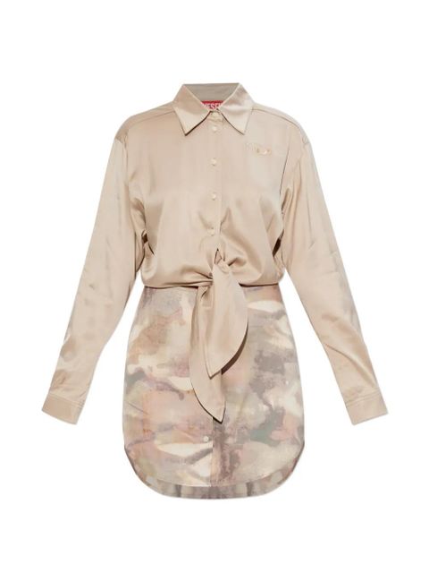 Diesel D-Elta-Mini tie-front printed mini dress - Neutrals - zdjęcie produktu nr 1