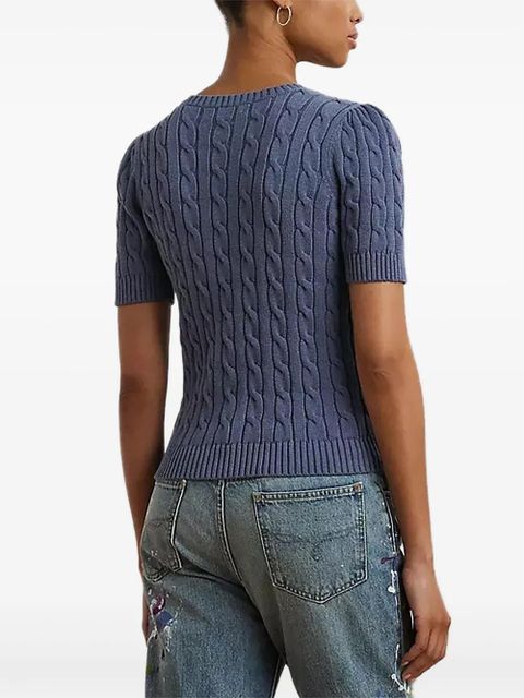 Lauren Ralph Lauren short-sleeve cable-knit jumper - Blue