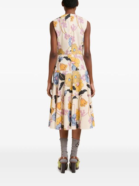 Marni sleeveless floral midi dress - Neutrals