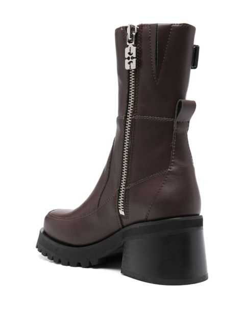 GANNI 70mm zip-up boots - Brown