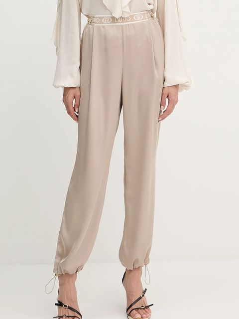 Liu Jo spodnie damskie kolor beżowy proste high waist TF5192.T004A - zdjęcie produktu nr 1