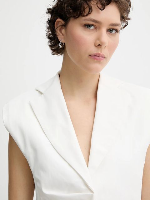 IRO kamizelka bawełniana kolor biały jednorzędowa WM07BALNY