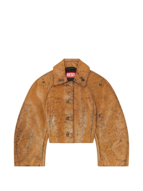 Diesel L-Raya cocoon-sleeve cropped leather jacket - Brown - zdjęcie produktu nr 1