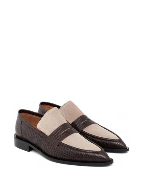 ATP Atelier Montazzoli lizard-effect panelled loafers - Brown