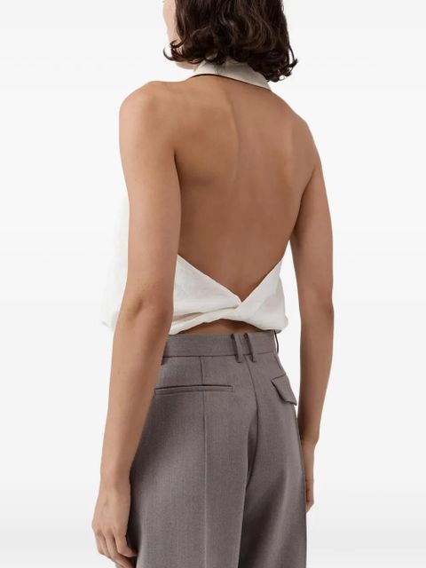 St. Agni twisted-back halterneck top - White