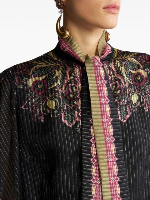 ETRO pussy bow neck twill-print silk blouse - Black