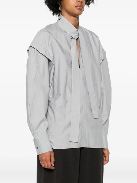 LEMAIRE Ascot puffed-sleeve V-neck top - Blue