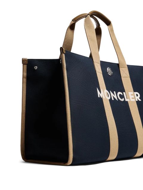 Moncler logo-detail canvas tote bag - Blue
