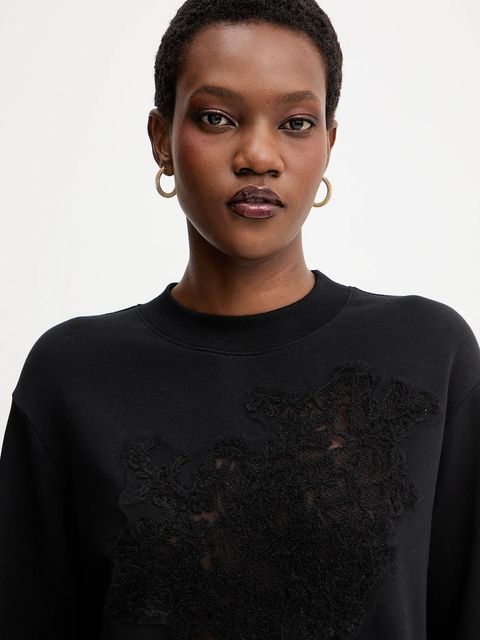 Ermanno Scervino LIFE bluza damska kolor czarny z aplikacją D474M607LEM