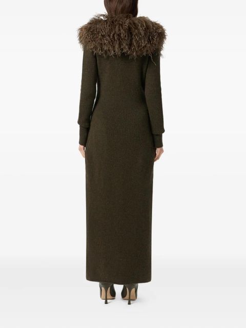 Blumarine feather-embellished long cardigan - Green