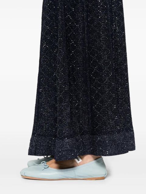 SANDRO textured strass abstract knitted skirt - Blue