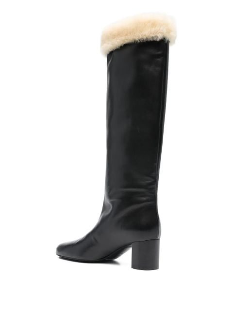 TOTEME Downtown shearling-trim knee-high boots - Black