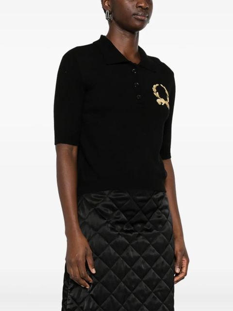 Moschino motif-embroidered polo top - Black