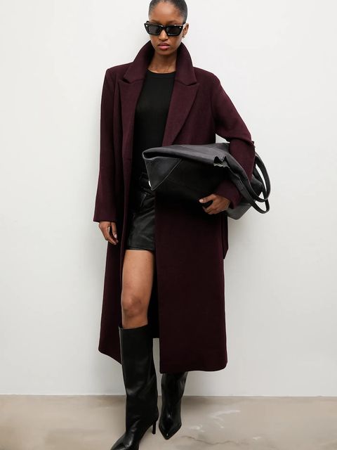 Answear.LAB płaszcz wełniany kolor bordowy przejściowy dwurzędowy - zdjęcie produktu nr 1