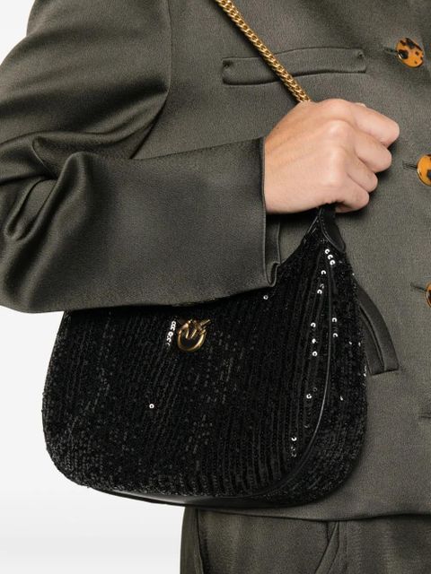 PINKO mini Half Moon sequinned shoulder bag - Black - zdjęcie produktu nr 2