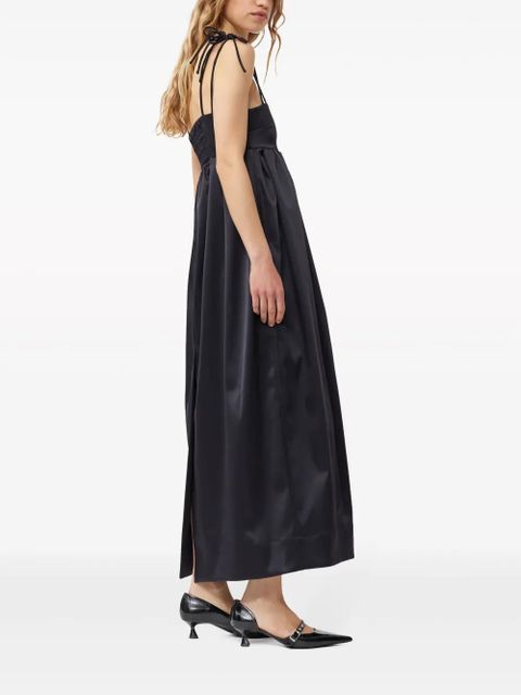 GANNI sleeveless satin maxi dress - Black
