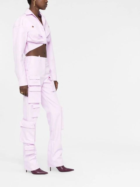 Off-White twisted-front cropped cotton jacket - Purple