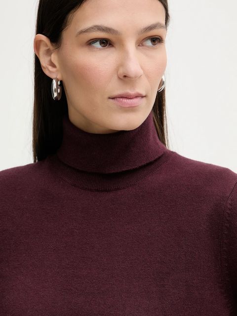 Marc O'Polo sweter damski kolor bordowy lekki z golfem 5000007462