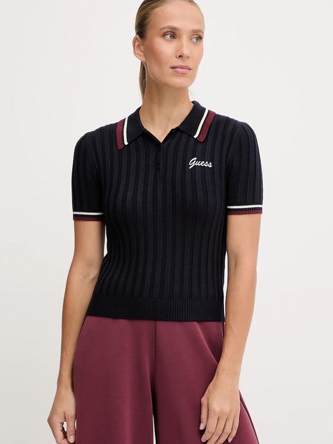 Guess polo z dodatkiem wełny SABINA damski kolor granatowy V5BP04 Z1152 - zdjęcie produktu nr 1