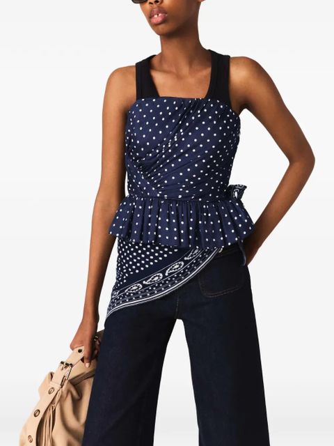 Maje polka-dot strapless blouse - Blue