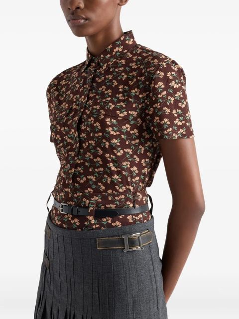 Prada floral-pattern patch-pocket shirt - Brown - zdjęcie produktu nr 2