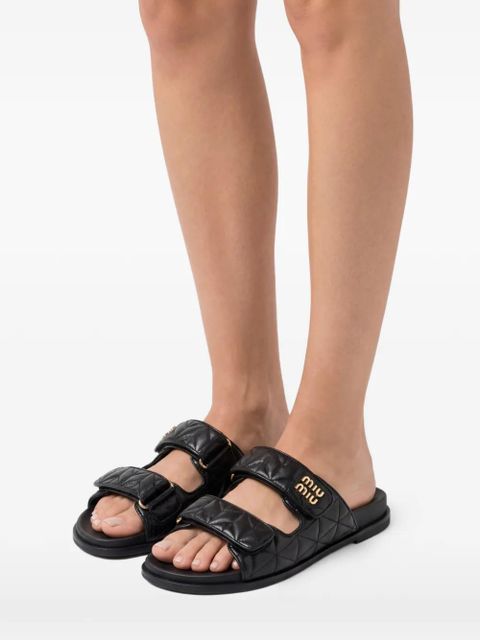 Miu Miu matelassé leather sandals - Black