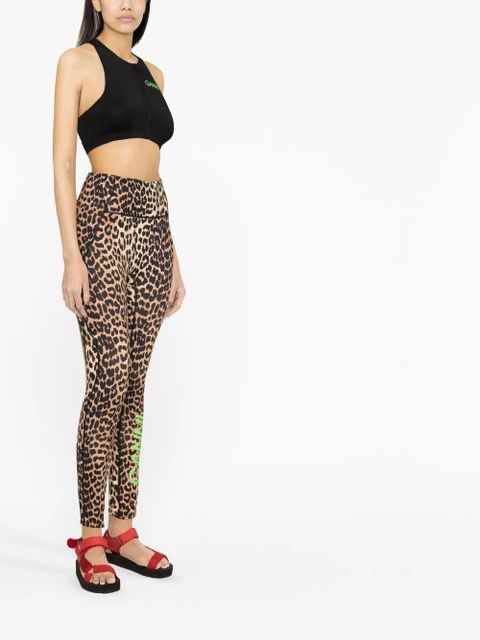 GANNI leopard-print high-waisted leggings - Brown