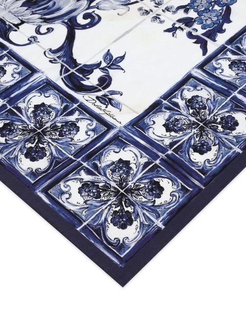 Dolce & Gabbana Majolica-print twill scarf - Blue