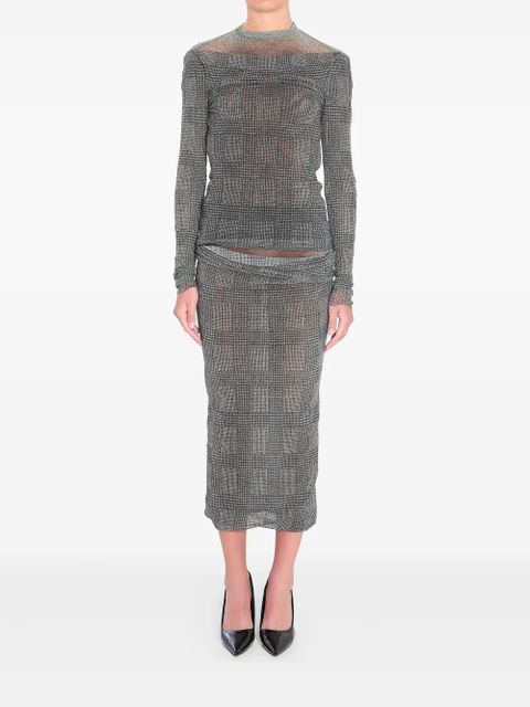 Jean Paul Gaultier Body Shadow checked midi skirt - Grey