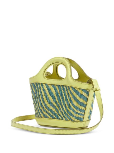Marni wavy-pattern embroidered tote bag - Green