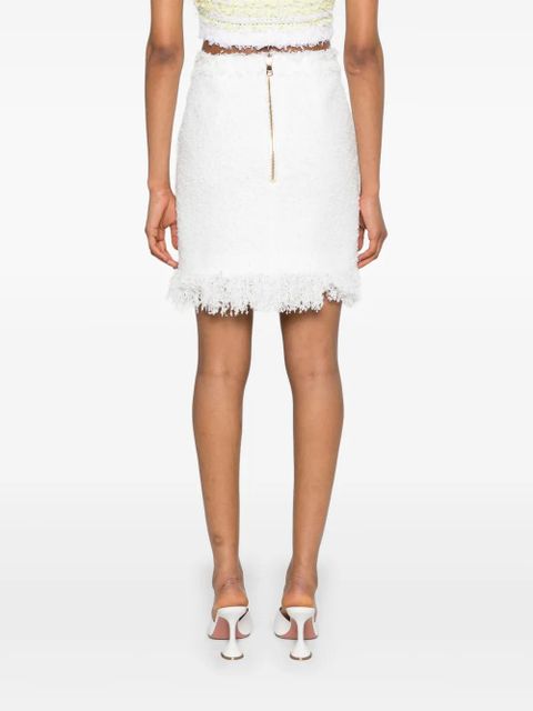 Balmain high-waist tweed miniskirt - White