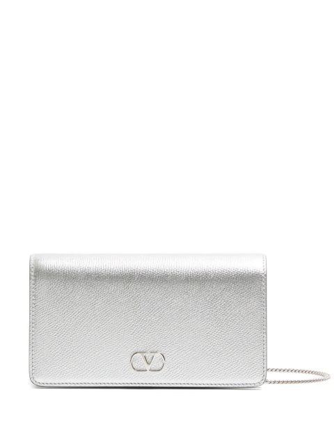 Valentino Garavani mini VLogo grained shoulder bag - Silver - zdjęcie produktu nr 1