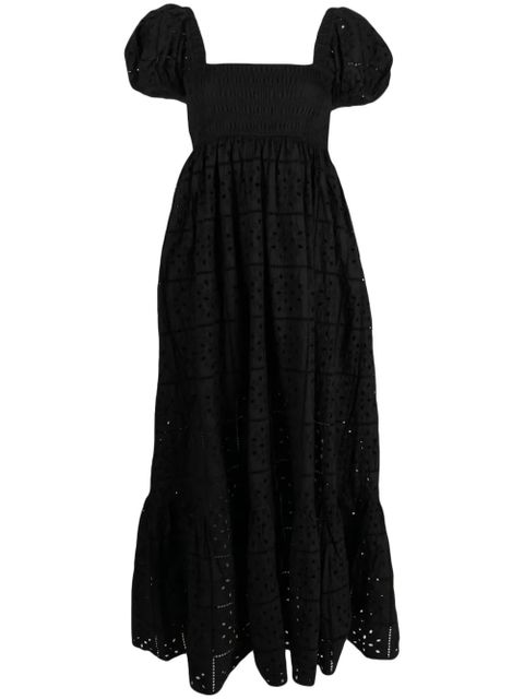 GANNI broderie anglaise organic-cotton maxi dress - Black