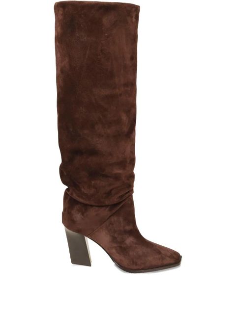 Jimmy Choo 85mm square-toe suede knee-high boots - Brown - zdjęcie produktu nr 1