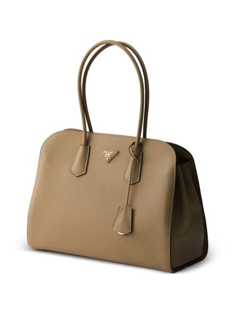 Prada large leather tote bag - Neutrals