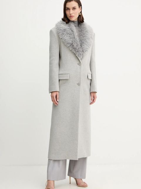 Patrizia Pepe płaszcz z dodatkiem wełny kolor szary 2O0212 A512 - zdjęcie produktu nr 1