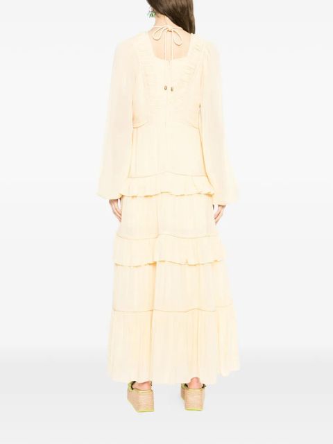 FARM Rio ruffled V-neck maxi dress - Yellow
