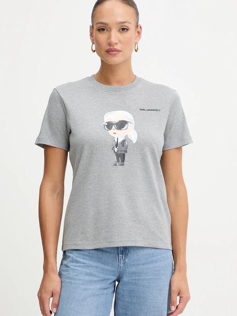 Karl Lagerfeld t-shirt bawełniany damski kolor szary A1W17130 - zdjęcie produktu nr 1