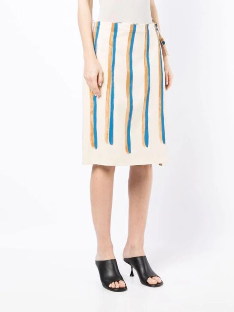 Marni striped wrap skirt - Neutrals