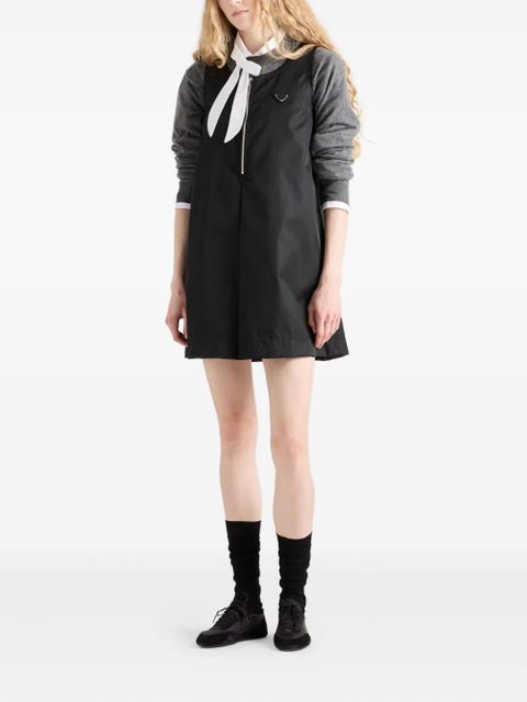 Prada pleat-detail half-zip mini dress - Black