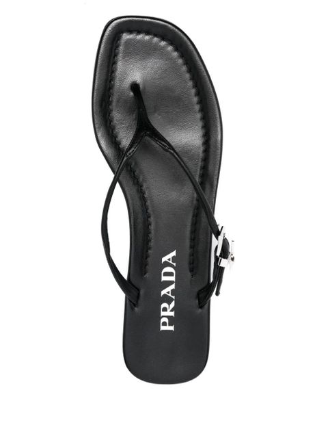 Prada enamel triangle-logo slides - Black