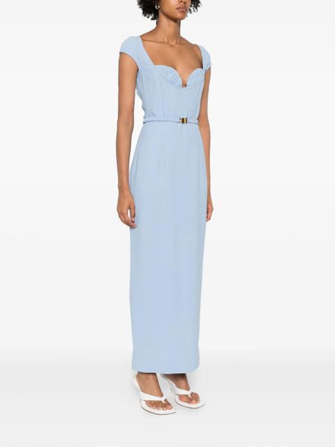 Rowen Rose belted cap-sleeve maxi dress - Blue